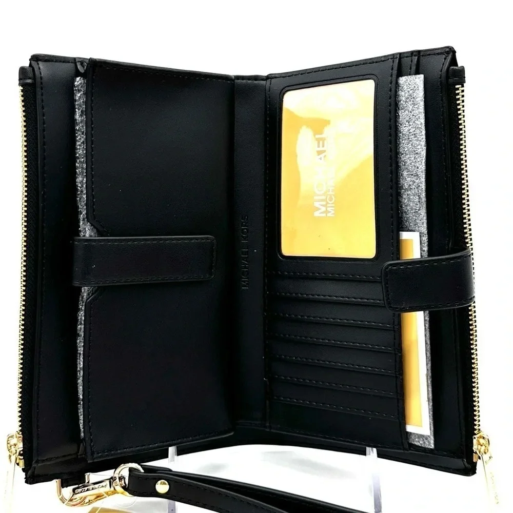 Michael Kors Large Double Zip Wallet Wristlet Black Multi